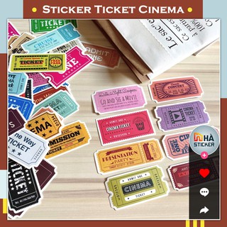 Set 50 Sticker Dán Ticket Vintage PVC Chống Nước | Dán Điện Thoại | Dán Laptop | Dán Mũ Bảo Hiểm | Dán Vali