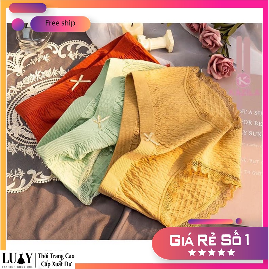 Quần lót nữ Cotton viền ren kháng khuẩn Luxy co giãn 8 chiều V1