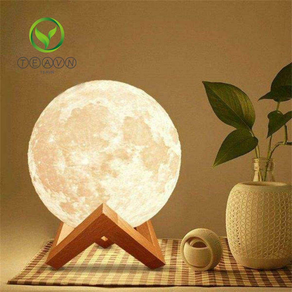 Đèn ngủ led hình mặt trăng 3D lãng mạn 8cm dùng trang trí nhà cửa/phòng ngủ