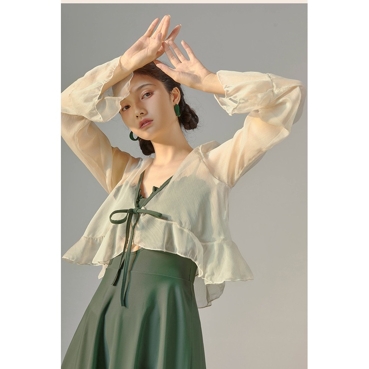 Bộ đồ bơi nữ liền dáng váy kèm áo kimono set 2 chi tiết tiện lợi