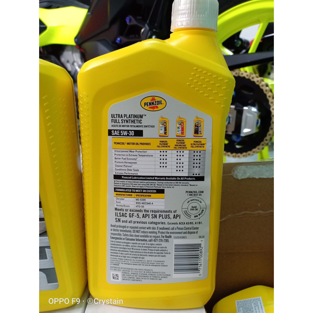 Nhớt Pennzoil Ultra Platinum 5W-30 Full tổng hợp 100% Cao Cấp Xe Tay Ga " Có Chiết Lẻ "