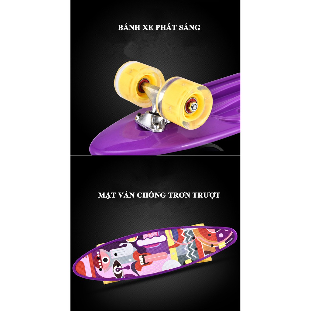 Ván Trượt Skatebroad Penny Có Tay Cầm Bánh Xe Có Đèn LED Phát Sáng Trẻ Em Và Người Lớn