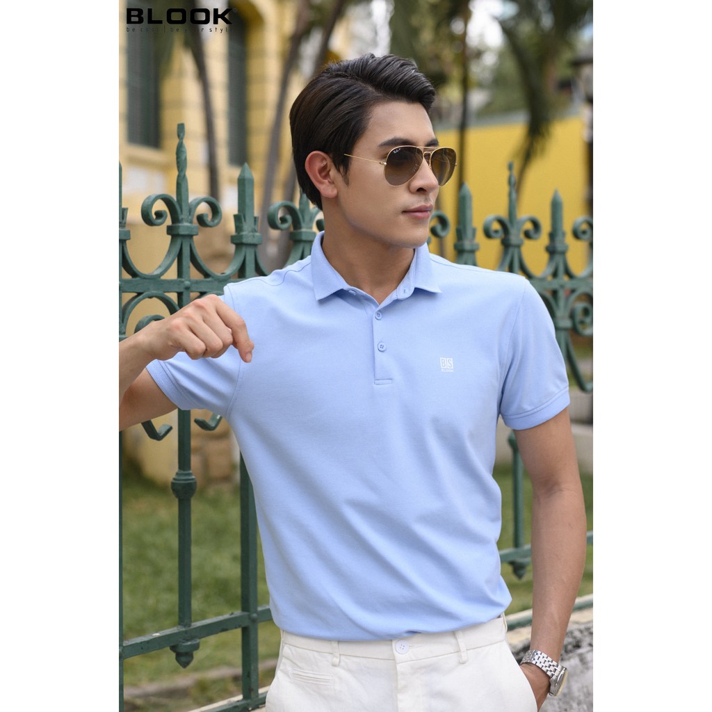 Áo polo nam basic BLOOK chất vải thun cá sấu cotton co giãn in logo BS đơn giản 3 màu 33289