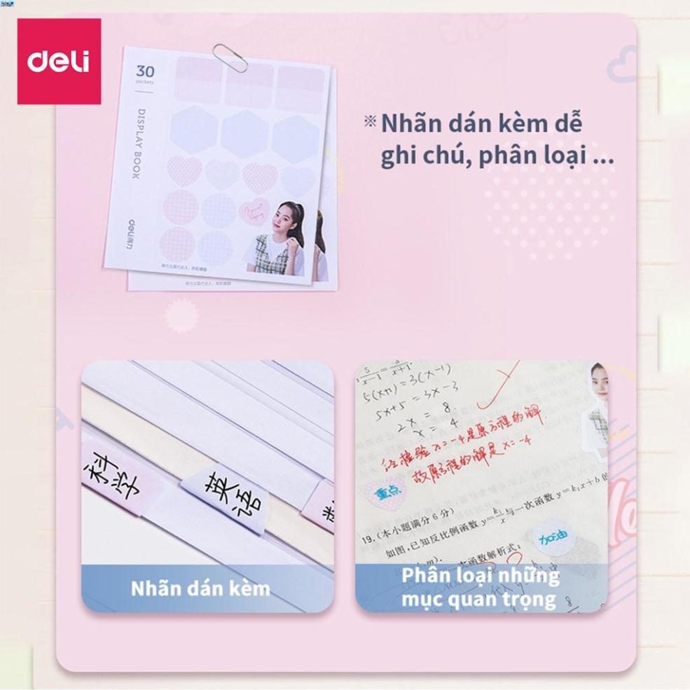 SỈ 48 TỆP File lá học sinh A4 Deli - 30/40 lá - Xanh dương/Hồng/Trắng - 1 chiếc - 72493 / 72494 .