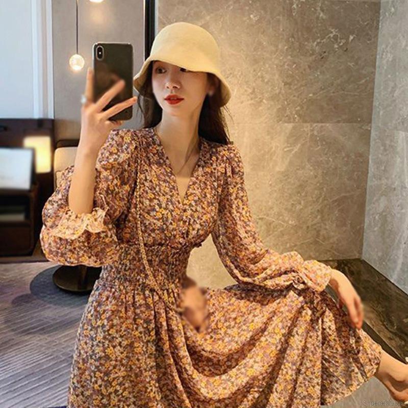 Đầm Voan Hoa Tay Dài Thời Trang Dành Cho Nữ | BigBuy360 - bigbuy360.vn