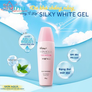 Gel Chống Nắng Dưỡng Da Trắng Mượt Sunplay Skin Aqua Silky White Gel SPF 50+ PA++++ 30g