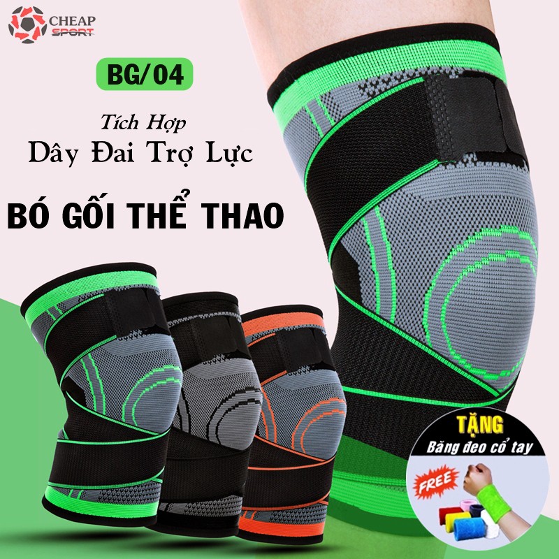 Bó Gối Thể Thao BG/04 Dây Đai Trợ Lực Bảo Vệ Khớp Đầu Gối Khi Chơi Bóng Đá Bóng Rổ Bóng Chuyền Tập Gym Chạy Bộ Tennis