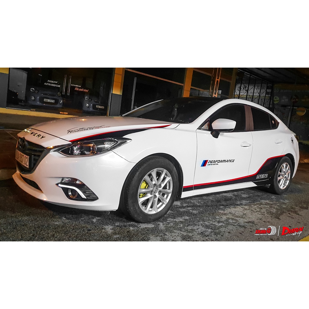 Tem dán trang trí sườn và capo xe Mazda 3