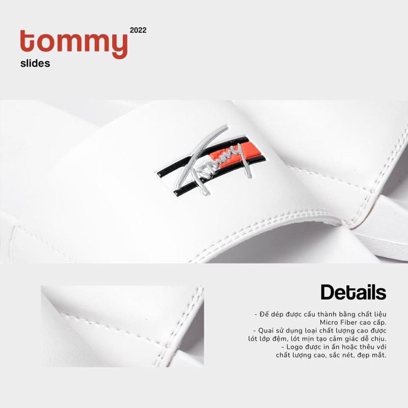 Dép tommy Logo- Trắng