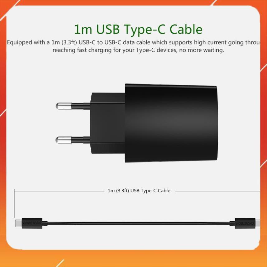 Bộ cóc củ sạc nhanh 15W chuẩn PD 3.0 Type-C hiệu CHOETECH TC0001 cho điện thoại / máy tính bảng - Hàng chính hãng