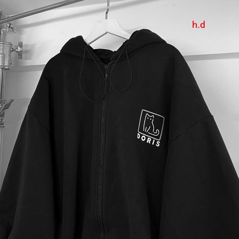 Áo khoác hoodie dây kéo chun tay form rộng Dorri UlzzangHodie nữ vải nỉ chất đẹp