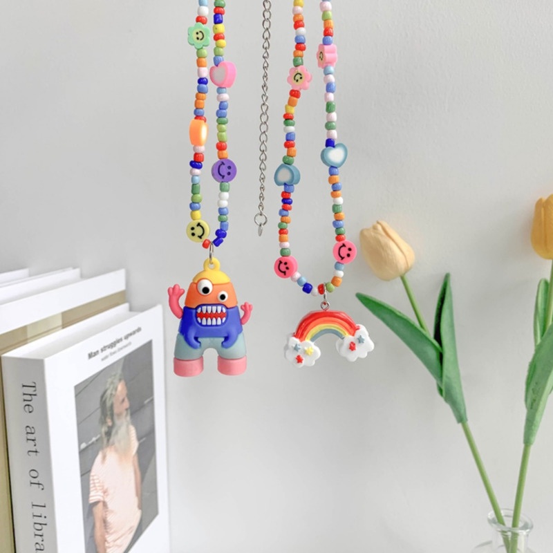 Vòng cổ Mặt Quái Vật Hoạt Hình Màu Cầu Vồng Phong Cách Hàn Quốc