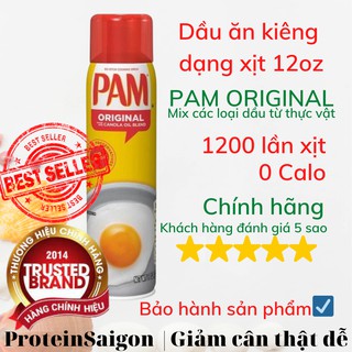 Dầu Ăn Kiêng PAM Dạng Xịt 0 Calo 12oz (1117 lần xịt) Không Làm Tăng Cân