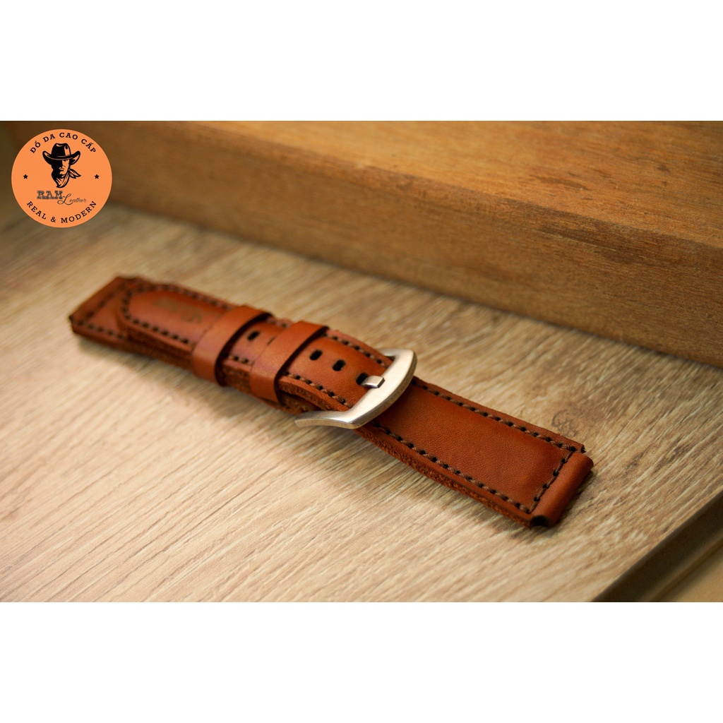 Dây đồng hồ da bò màu nâu - RAM Leather Classic 1980 mềm Bền Đẹp