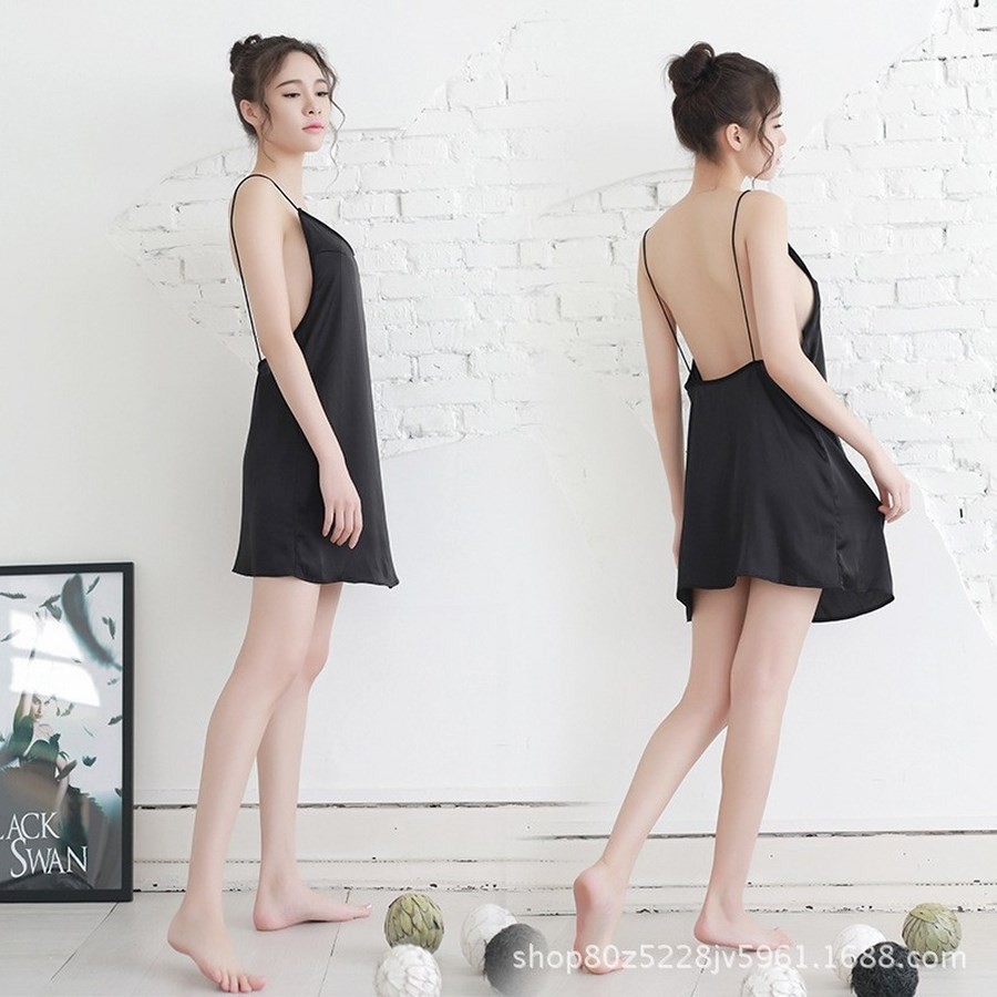 Siêu Hót  Váy Ngủ 2 Dây Phi Lụa Hở Lưng siêu đẹp 5048
