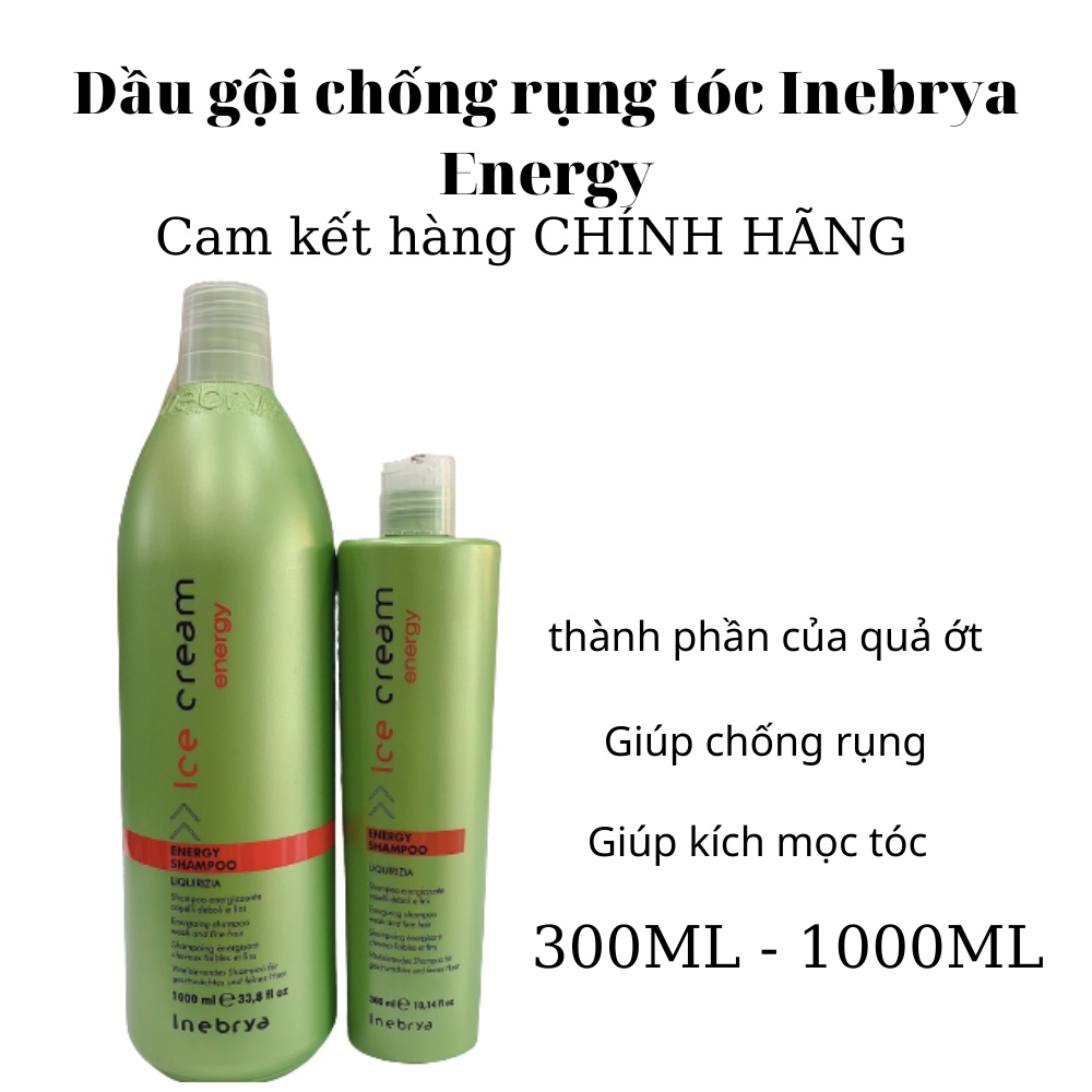 [Inebrya] Dầu gội chống rụng tóc Inebrya Energy - Anti Hair Loss Shampoo 300ml/ 1000ml (Hàng chính hãng)