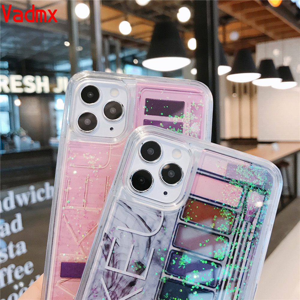 Ốp điện thoại cát chảy thời trang hình hộp phấn mỹ phẩm cho iPhone 12 Pro Max 12 Mini 11 Pro X XS Max XR 7 8 6 6s Plus