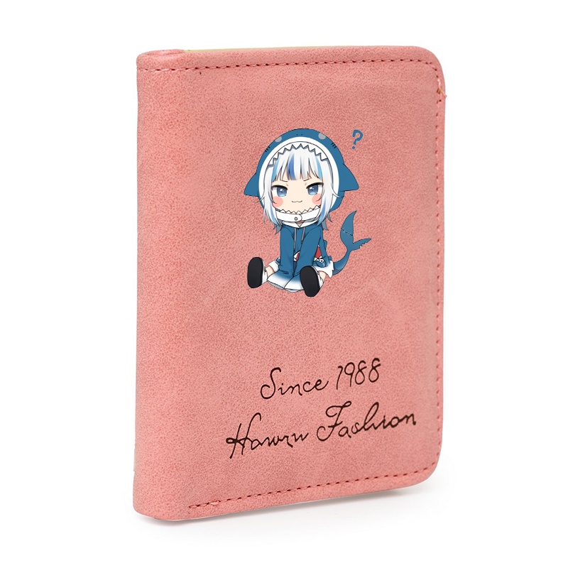 Ví ngắn hồng cầm tay in hình GAWR GURA Hololive Vtuber đựng vật dụng nhỏ tiện lợi anime chibi