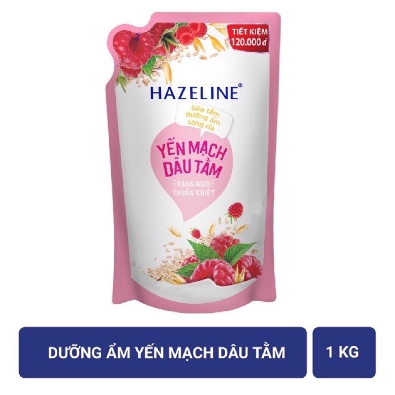 Túi sữa tắm Hazeline 1 kg (túi tiết kiệm)(có một số túi bị dính màu hồng nhem giá tốt)