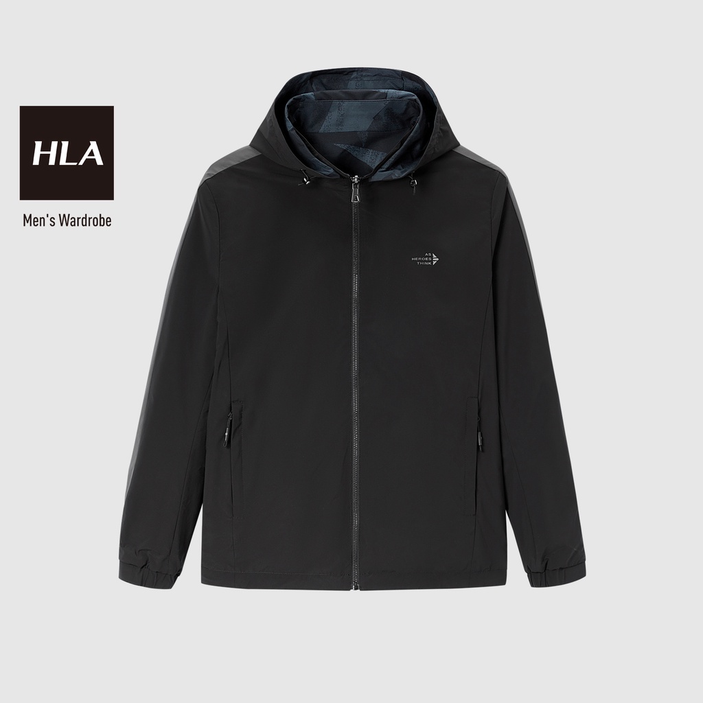 HLA - Áo Khoác Nam Hai Mặt Hooded Drawstring Double-sided Jacket