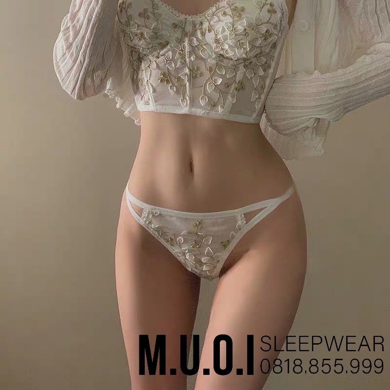 Bộ Corset Vintage Thêu Hoa Dáng Bra Cổ Điển Đệm Mỏng Có Gọng Nâng Ngực Sexy  MUỐI SLEEPWEAR B05 - Hàng có sẵn( video) | BigBuy360 - bigbuy360.vn