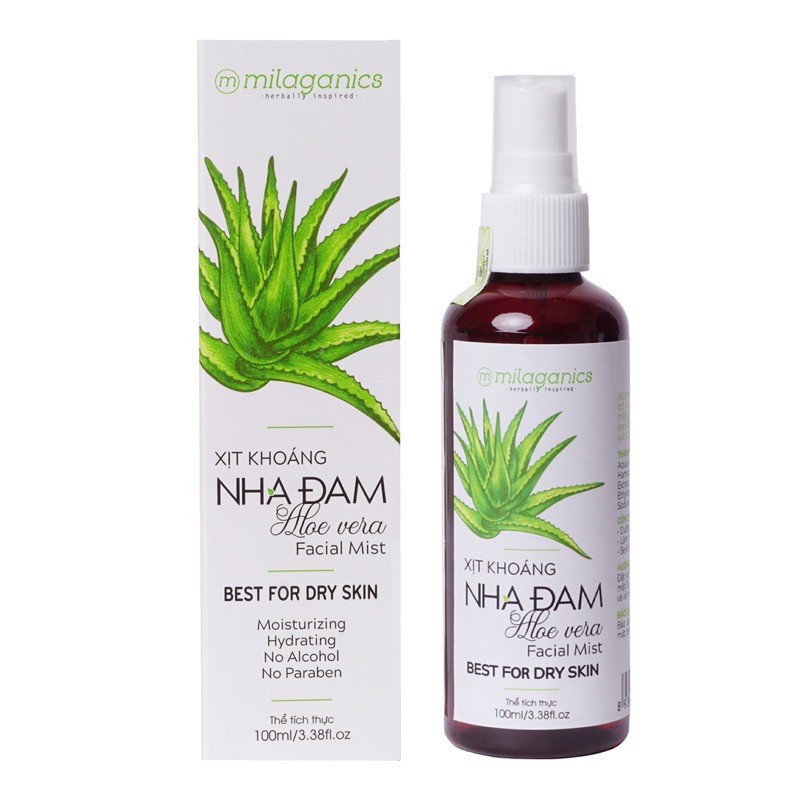 Xịt khoáng nha đam cấp ẩm và làm dịu da tức thời Milaganics (100ml/ chai) | BigBuy360 - bigbuy360.vn
