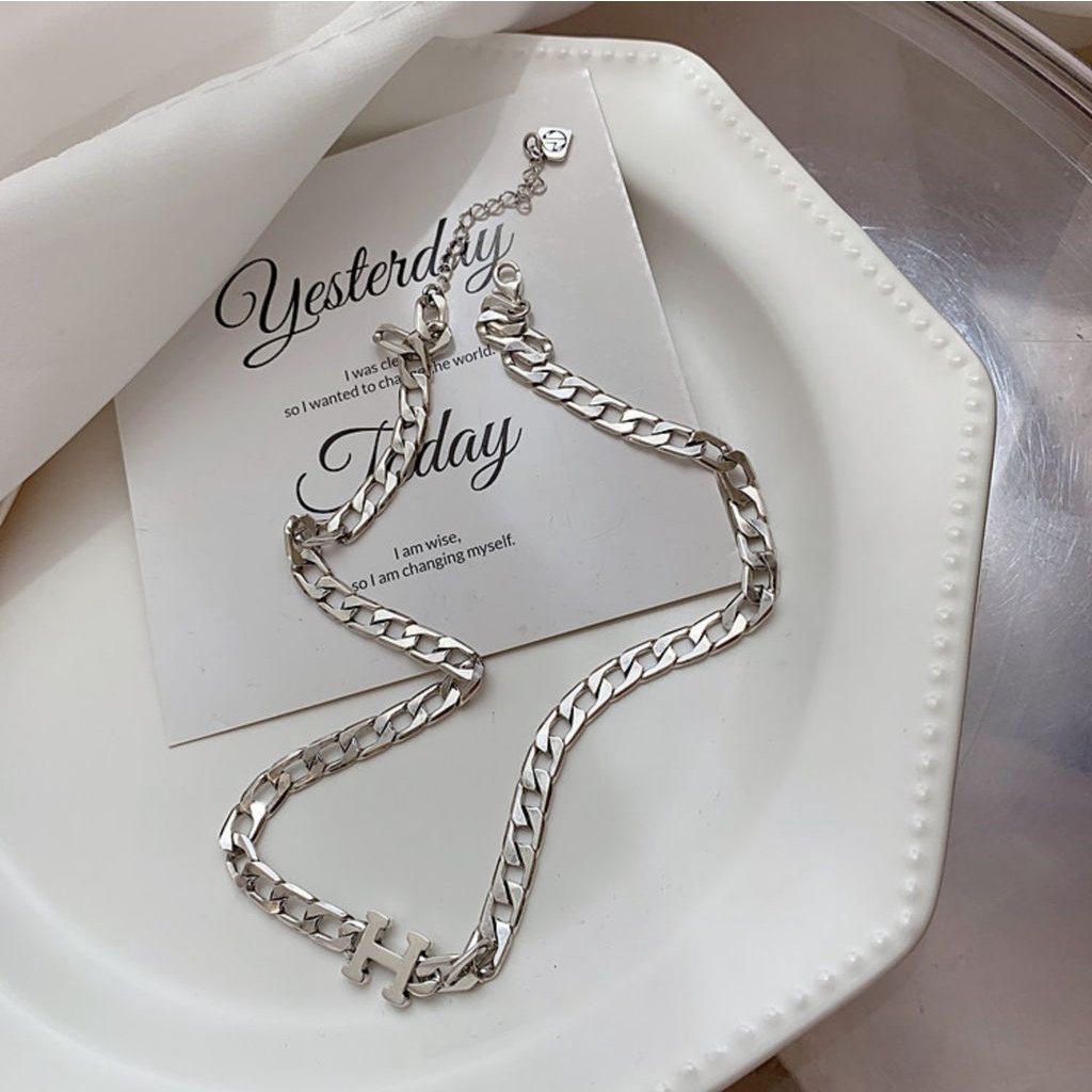 Vòng Cổ Mặt Chữ H Đơn Giản Cá Tính Phong Cách retro Hàn Quốc