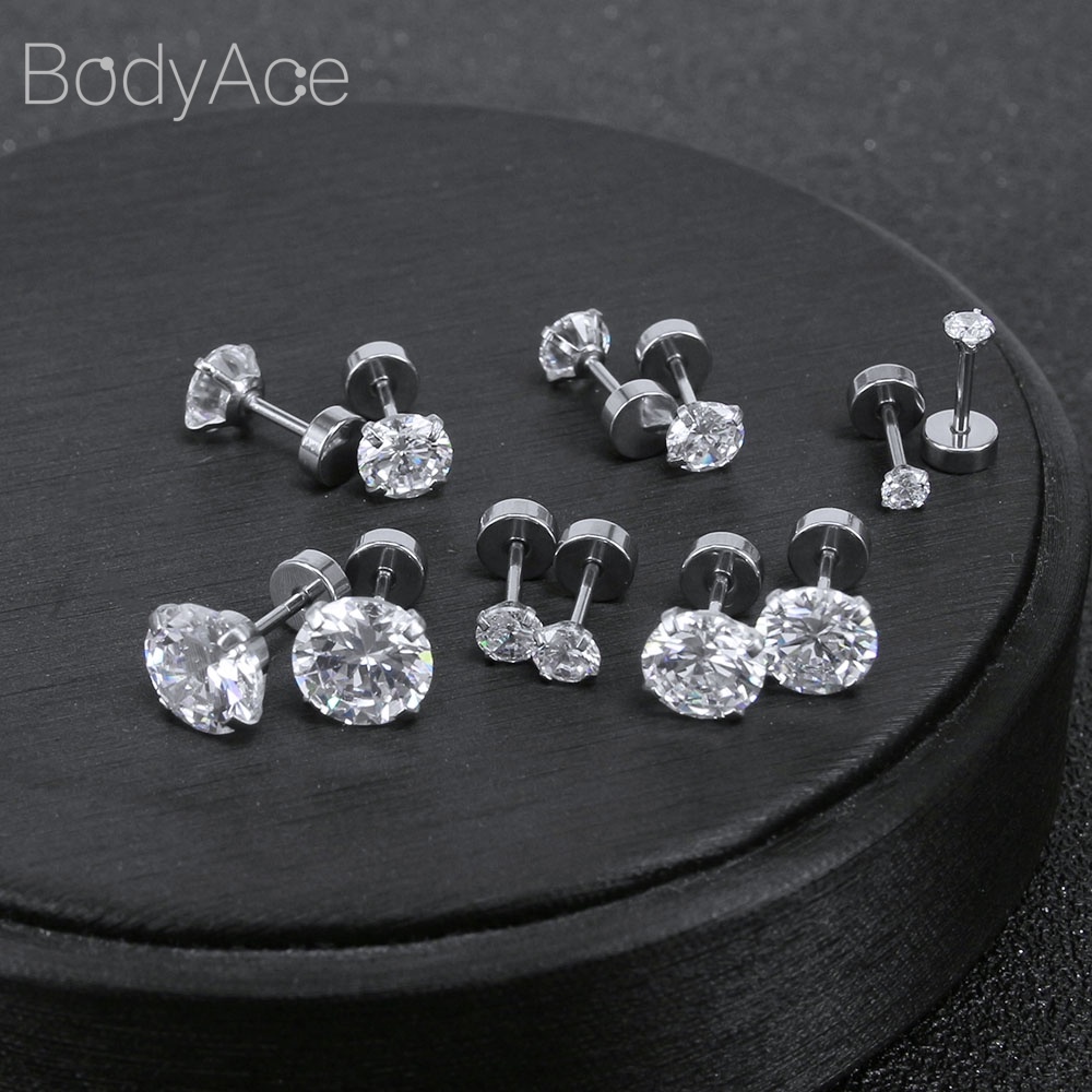 Set 6 Đôi Khuyên Tai 18G Đính Đá Thời Trang Dành Cho Nữ