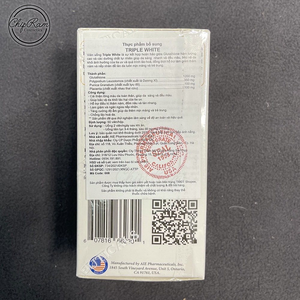 Viên uống Triple White.Viên uống trắng da chống nắng