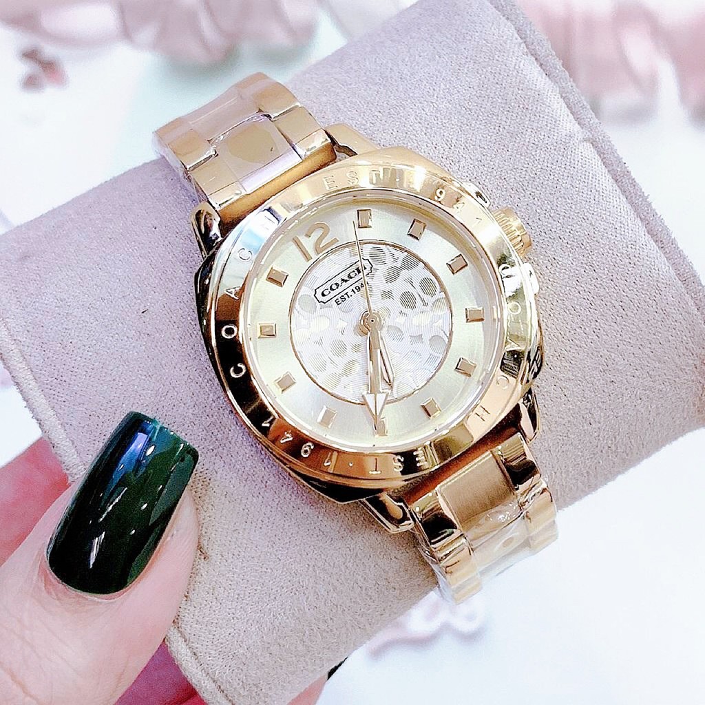 Đồng Hồ Coach Nữ Dây Kim Loại Vàng 35mm
