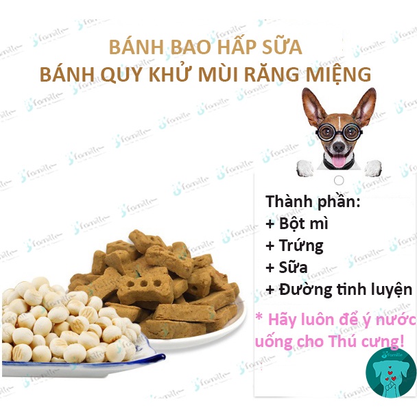 [GIÒN&amp;NGON]Snack Ăn Vặt Chó Mèo JFamille, Bánh Bao Hấp Sữa, Cookie Khử Mùi Hôi Miệng, Tiêu Hóa Tốt. JF111