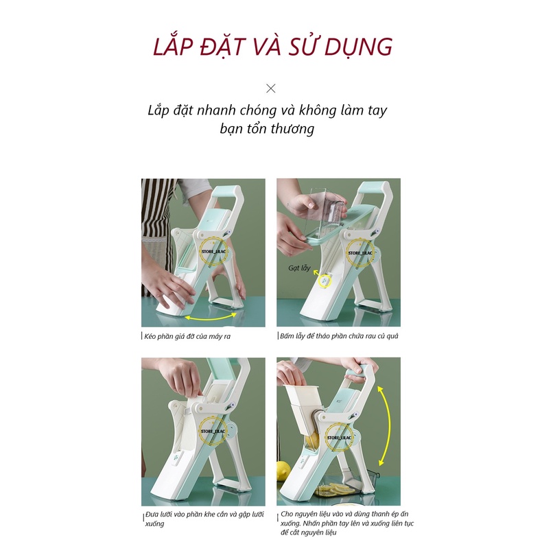 Dụng cụ bào sợi rau củ Cắt lát thịt nạo rau củ đa năng 5in1 dụng cụ cắt lát mẫu mới bảo vệ đôi tay của bạn