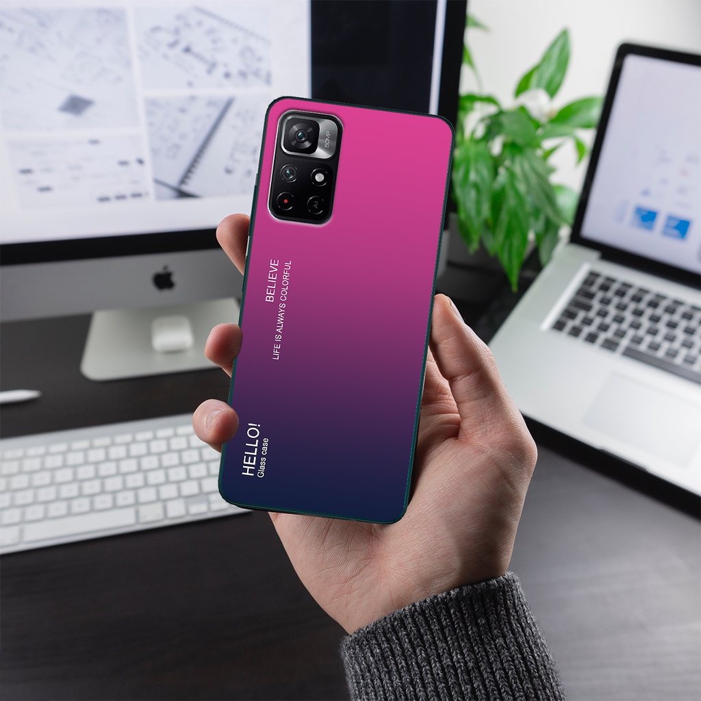 Ốp lưng Xiaomi Redmi Note 11 - Gradient edition, chất liệu kính cường lực