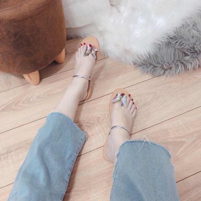 Dép xỏ ngón đính bướm đá siêu sang giá rẻ