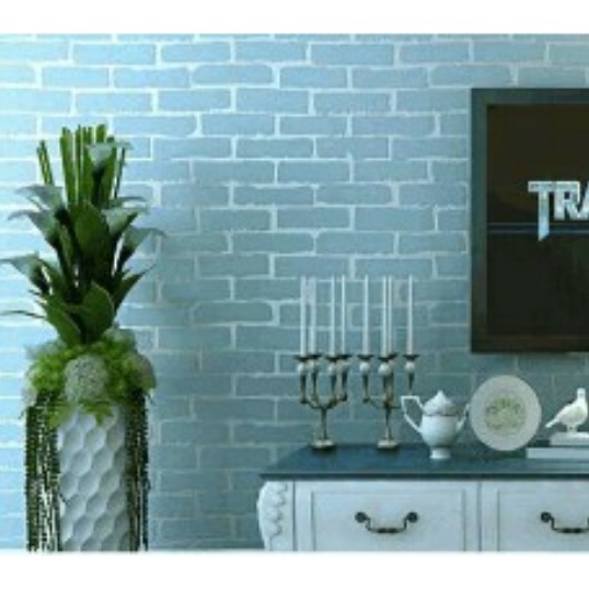 1 mét decal giấy dán tường vân nổi gạch xanh khổ 53cm keo sẵn