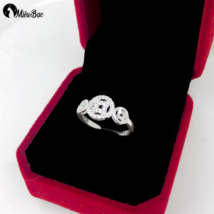 Nhẫn bạc nữ Miêu Bạc Mặt kim tiền trơn trò  bạc s925 Phụ kiện trang sức - N400433