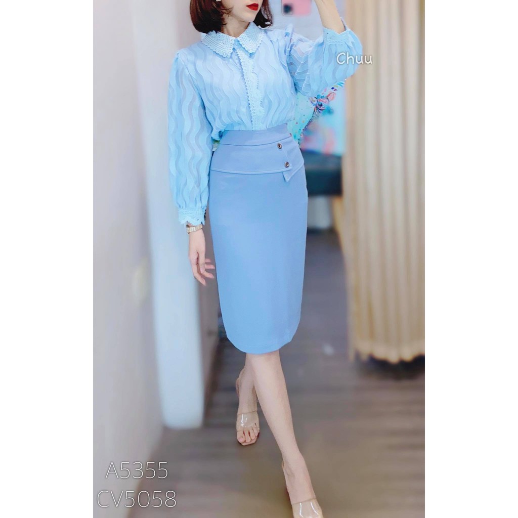 [ Mã WASTRUN4 giảm 10% tối đa 30K đơn 99K] Áo Sơ Mi Ren Dài Tay Sóng Chìm CHUU A5355 | BigBuy360 - bigbuy360.vn