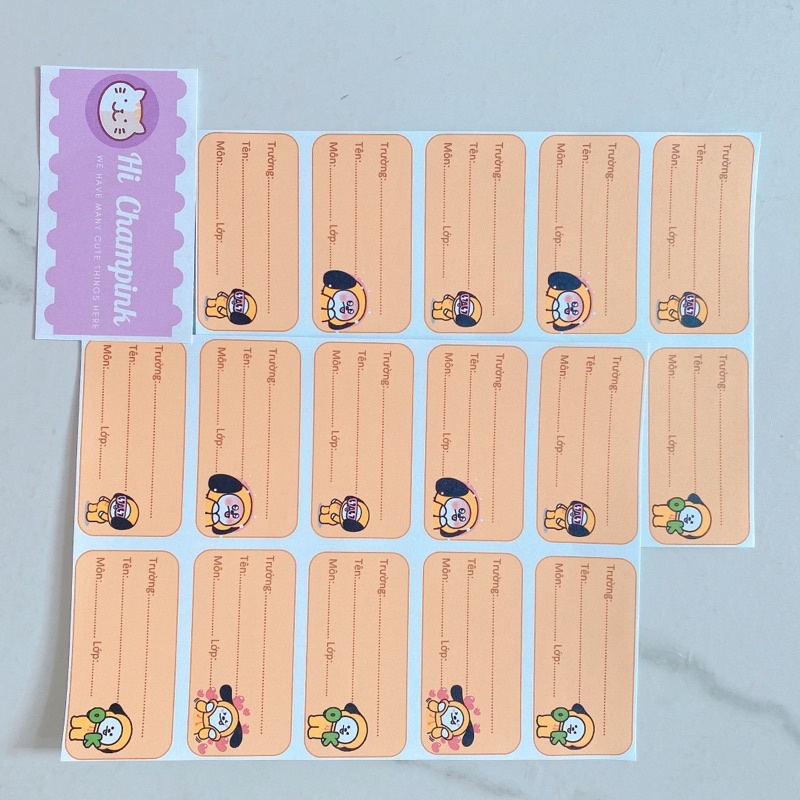 NHÃN VỞ BT21 - BTS DÁN TẬP VỞ SÁCH HỌC SINH 10 miếng