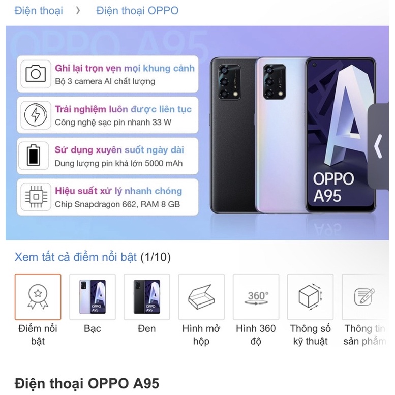 Ốp lưng Oppo A74 4G /A95 4G  dẻo trong suốt cty