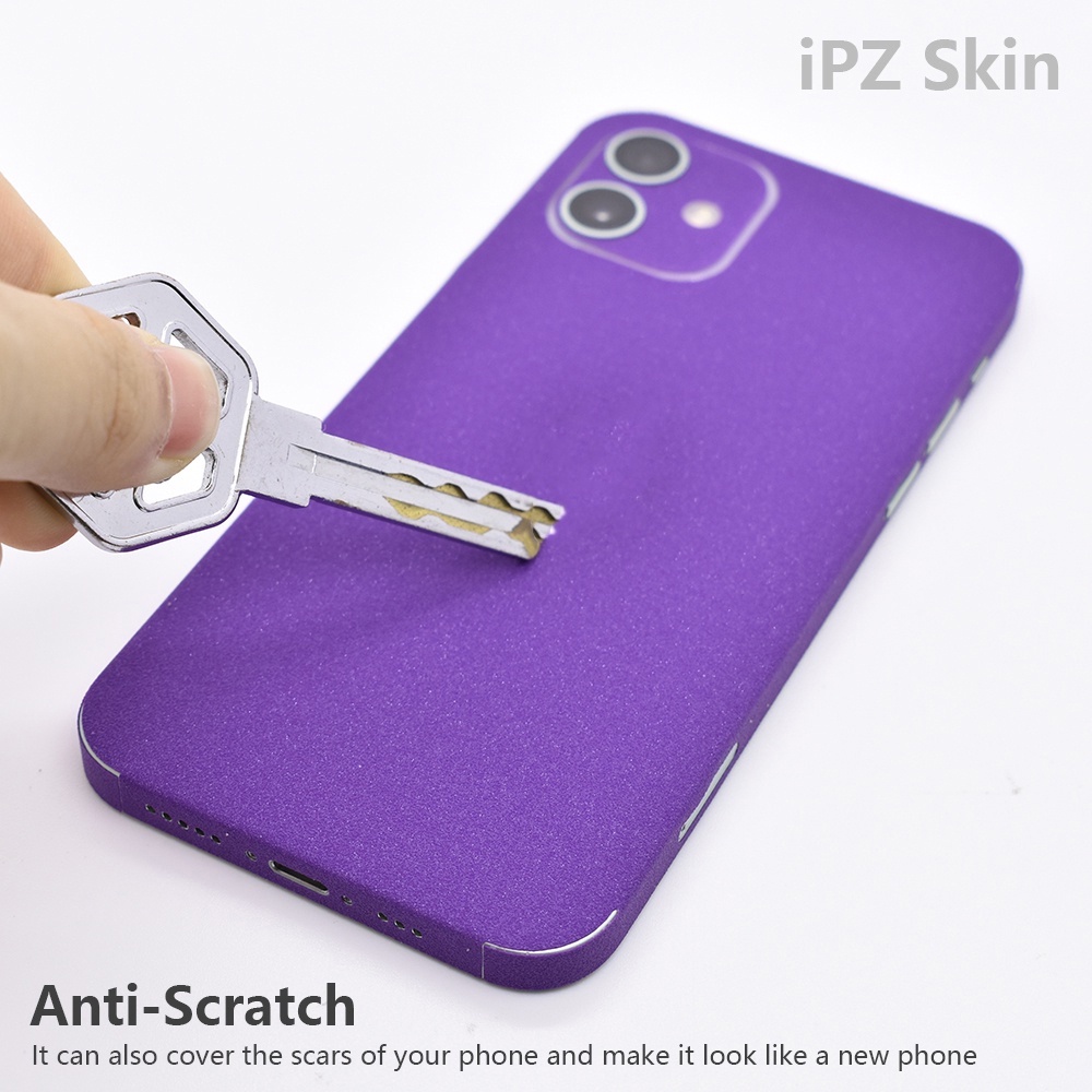 Nhãn Dán Màu Tím Trơn Chống Trầy Xước Bảo Vệ Toàn Diện Cho iPhone 6 6s X Xr Xs 7 8 Plus 11 12 13 Pro Max Mini Se2