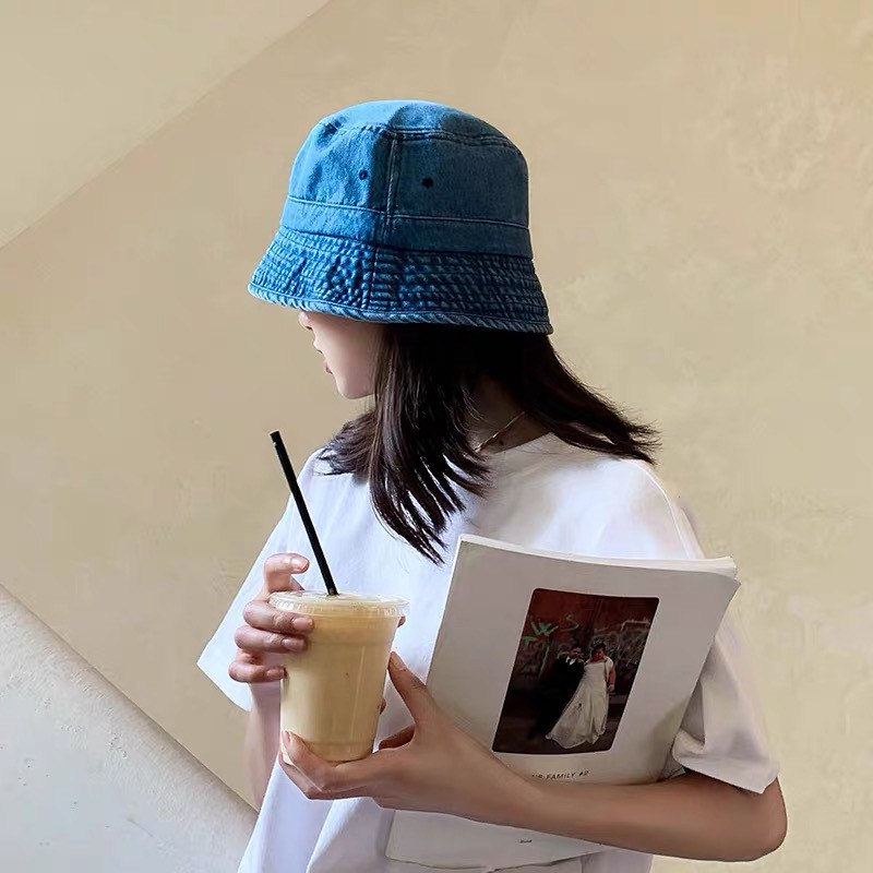 Mũ bucket denim trơn mẫu mới