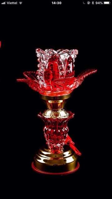 Đèn thờ thủy tinh pha Lê cao 25 cm