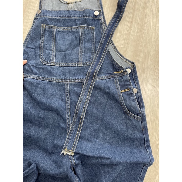 Quần yếm jeans ulzzang ống rộng có bigsize móc gài hai dây