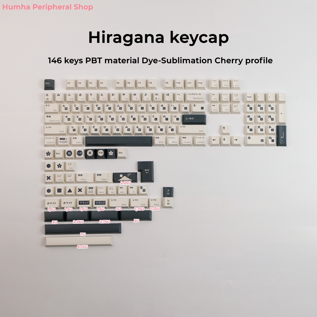 Bàn Phím Cơ Humha Hiragana 146 Phím Chất Liệu PBT Nhuộm Màu Xinh Xắn