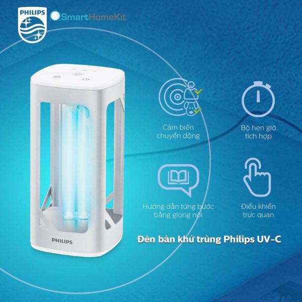 Đèn bàn khử trùng Philips UV-C Desk Lamp - đèn khử khuẩn nhanh và an toàn tại nhà