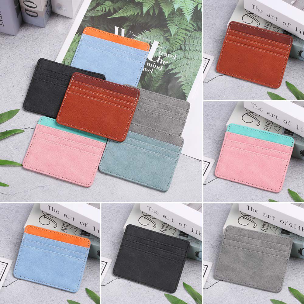 Ví da PU mỏng đựng thẻ tín dụng thời trang cho nam và nữ
