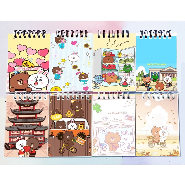 Sổ lò xo mini gấu brown thỏ cony LXD10 A7 100 trang sổ note dễ thương