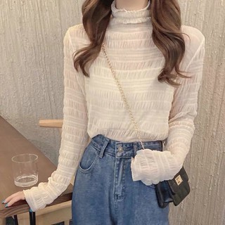 Áo ren lưới mỏng( kèm ảnh thật) sẵn trắng