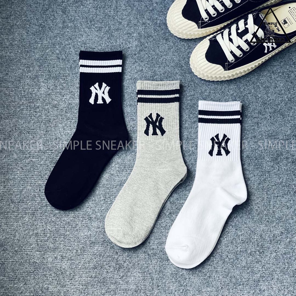 Vớ LA Boston NY Cổ Cao Hàn Quốc Cotton Thoáng Khí🔴SIMPLE SNEAKER🔴 Tất Vớ Thể Thao NY Nhiều Màu Sắc Phối Đồ Cùng Giày MLB