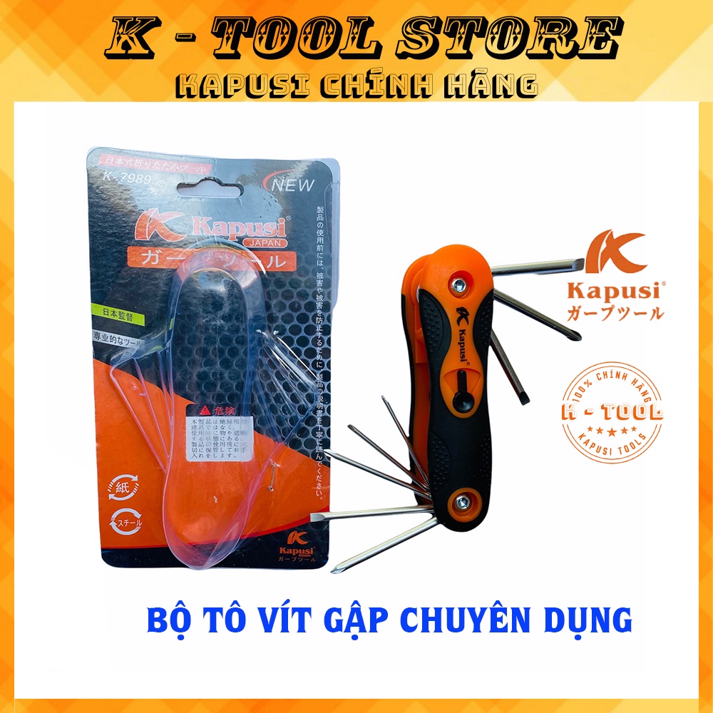 Bộ tô vít gập cầm tay đa năng 8 chi tiết Kapusi hàng nội địa Nhật cao cấp